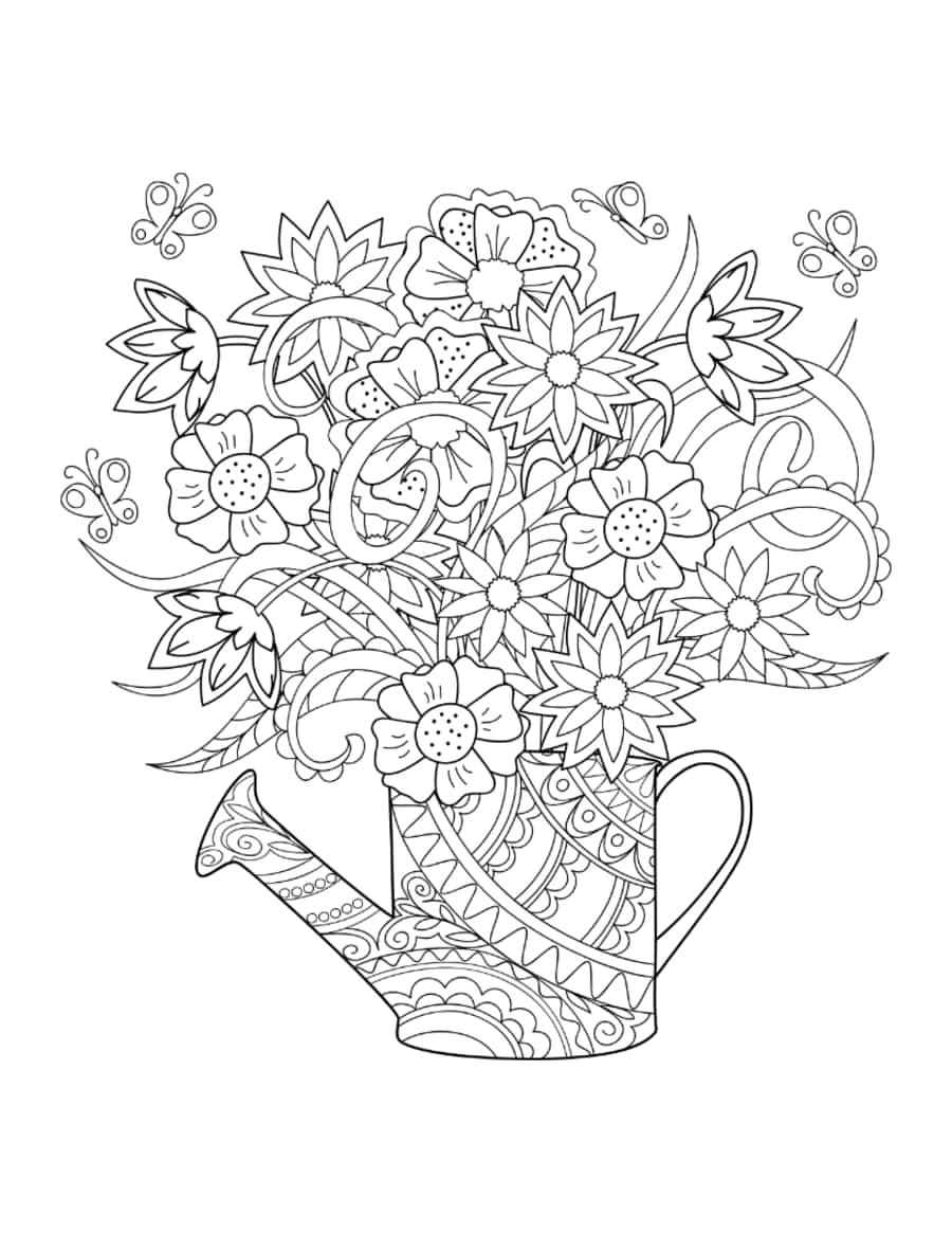 Flower Beautiful Flowers In Jug Doodle Kids Coloring Pages Pdf Free Vectors